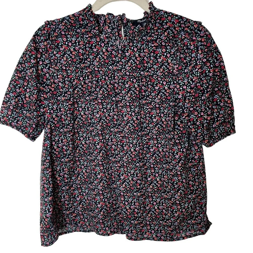 Madewell Puff-Sleeve Ruffle Top in Fieldwalk Floral in Size Extra Extra‎ Small